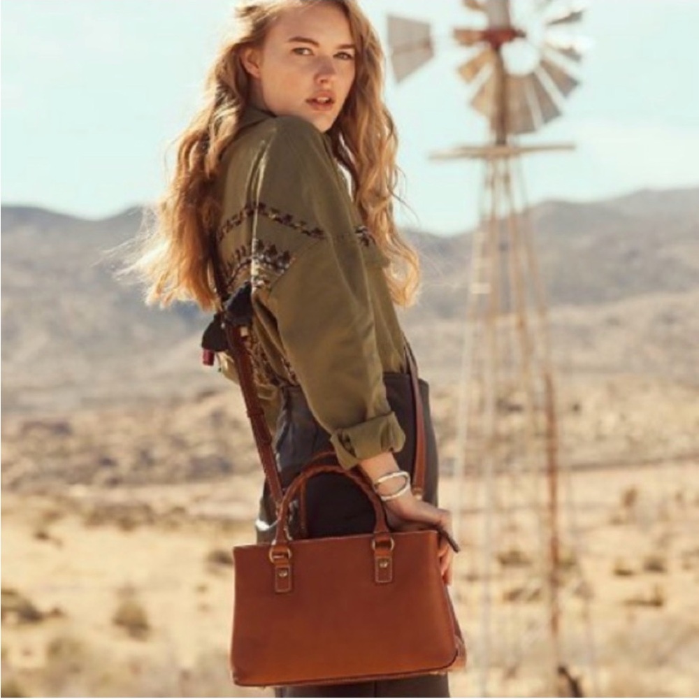NEW Patricia Nash Heritage Angela Convertible Cross Body‎ Satchel Brown Leather - Picture 11 of 12